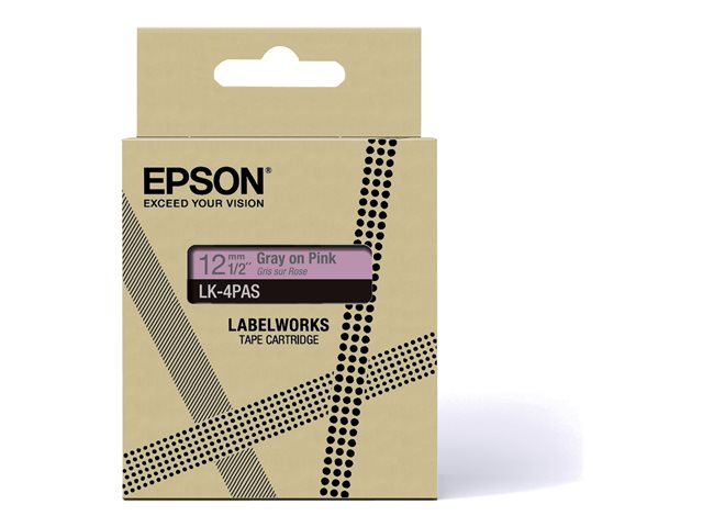 Epson LabelWorks LK-4PAS - Soft pink/grey - Roll (1.2 cm) 1 cassette(s) tape - for LabelWorks LW-C410, LW-C610
