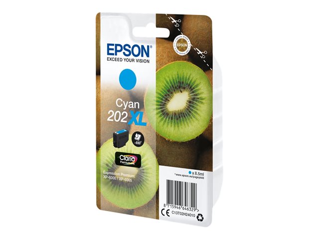Epson 202XL - 8.5 ml - XL - cyan - original - blister with RF/acoustic alarm - ink cartridge - for Expression Premium XP-6000, XP-6005