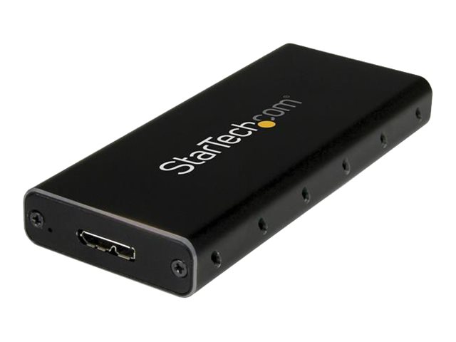 StarTech.com M.2 SSD Enclosure for M.2 SATA SSDs - USB 3.1 (10Gbps) with USB-C Cable - External Enclosure for USB-C Host - Aluminum (SM21BMU31C3) - Storage enclosure - M.2 - SATA 6Gb/s - USB 3.1 (Gen 2) - black, silver - for P/N: TBLT3MM1MA, TBLT3MM2M, TBLT3MM2MA