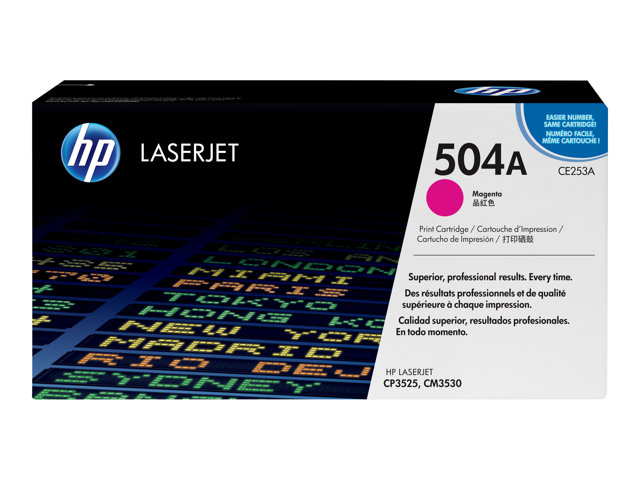 HP 504A - Magenta - original - LaserJet - toner cartridge (CE253A) - for Color LaserJet CM3530 MFP, CM3530fs MFP, CP3525, CP3525dn, CP3525n, CP3525x