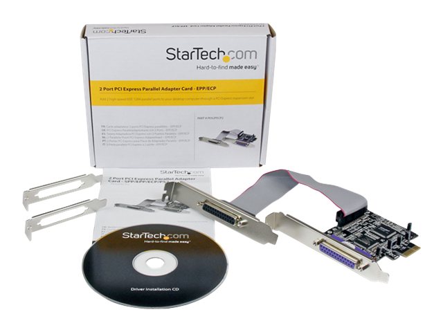StarTech.com 2 Port PCI Express / PCI-e Parallel Adapter Card - IEEE 1284 with LP Bracket - 2x DB25 (F) PCIE Parallel Port Card (PEX2PECP2) - Parallel adapter - PCIe - IEEE 1284 x 2