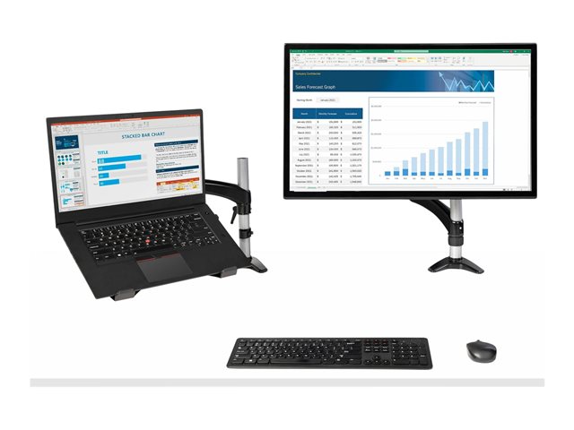 StarTech.com Desk Mount Laptop Arm, Full Motion Articulating Arm for Laptop or Single 34 inch Monitor, VESA Mount Laptop Tray Bracket, Ergonomic Adjustable Notebook Stand, Desk-Clamp - Tilt/Swivel/Rotate (ARMUNONB1) - Stand - full-motion adjustable arm - for monitor / notebook - aluminium - black - screen size: 34\" - C-clamp (10-85 mm)