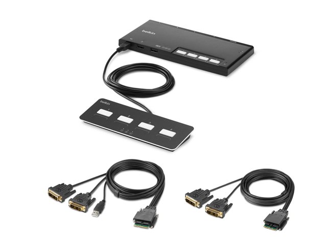 Belkin Modular Secure Dual Head - KVM switch - 4 x KVM port(s) - 1 local user - desktop - TAA Compliant