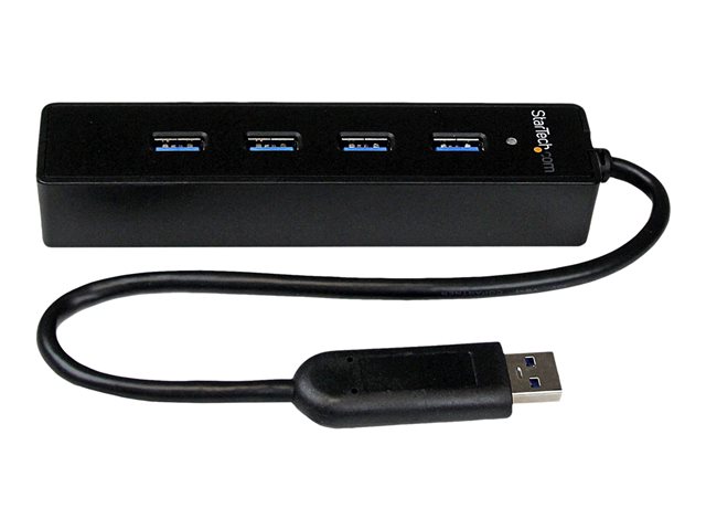 StarTech.com 4-Port USB 3.0 Hub with Built-in Cable - SuperSpeed Laptop USB Hub - Portable USB Splitter - Mini USB Hub (ST4300PBU3) - Hub - 4 x SuperSpeed USB 3.0 - desktop - for P/N: FCREADMICRO3, MSDREADU3CA