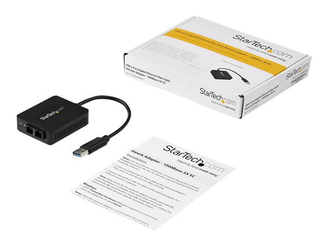 StarTech.com USB to Fiber Optic Converter - 1000Base-SX SC - MM - Windows / Mac / Linux - USB 3.0 Ethernet Adapter - Network Adapter (US1GA30SXSC) - Network adapter - USB 3.0 - 1000Base-SX - 850 nm - black