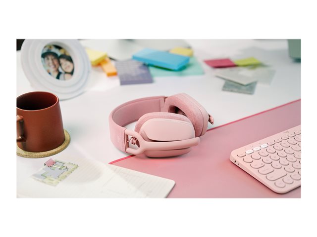 Logitech Zone Vibe 100 - Headset - full size - Bluetooth - wireless - rose