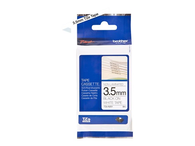 Brother TZe-N201 - Black on white - Roll (3.56 cm x 8 m) 1 cassette(s) non-laminated tape - for Brother PT-D210, D600, P750, P950, P-Touch PT-D410, D460, E310, P-Touch Cube Pro PT-P910