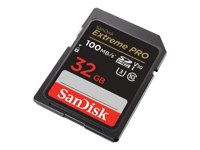SanDisk Extreme Pro - Flash memory card - 32 GB - Video Class V30 / UHS-I U3 / Class10 - SDHC UHS-I