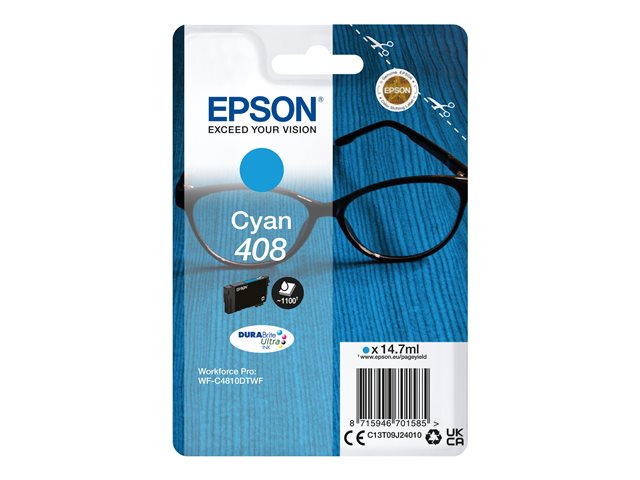 Epson 408 - 14.7 ml - high capacity - cyan - original - blister - ink cartridge - for WorkForce Pro WF-C4810DTWF