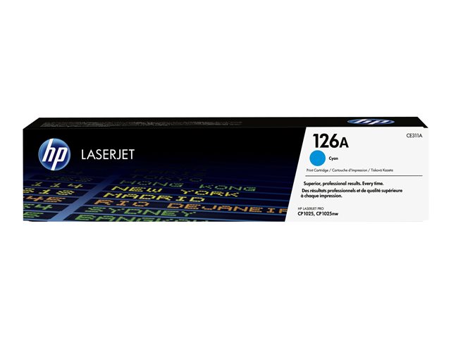 HP 126A - Cyan - original - LaserJet - toner cartridge (CE311A) - for Color LaserJet Pro CP1025, LaserJet Pro MFP M175, TopShot LaserJet Pro M275