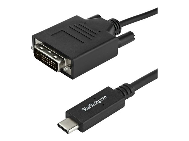 StarTech.com 3.3 ft / 1 m USB-C to DVI Cable - USB Type-C Video Adapter Cable - 1920 x 1200 - Black (CDP2DVIMM1MB) - USB / DVI cable - 24 pin USB-C (M) to DVI-D (M) - Thunderbolt 3 / USB 3.1 - 1 m - 1920 x 1200 (WUXGA) support - black - for P/N: TB4CDOCK