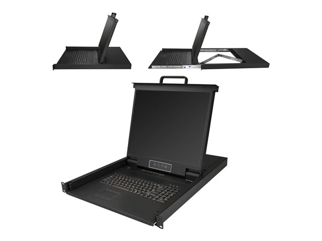 StarTech.com 8 Port Rackmount KVM Console with 6ft Cables, Integrated KVM Switch with 19\" LCD Monitor, Fully Featured 1U LCD KVM Drawer- OSD KVM, Durable 50,000 MTBF, USB + VGA Support - 19in. LCD KVM Console (RKCONS1908K) - KVM console with KVM switch - 8 ports - PS/2, USB - US - English (QWERTY) - 19\" - rack-mountable - 1280 x 1024 - 250 cd/m² - 1000:1 - VGA - black - 1U