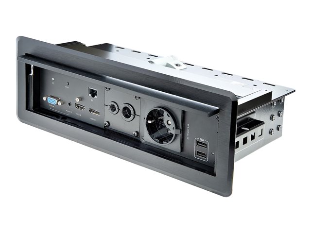 StarTech.com Conference Table Box for AV Connectivity & Power/Charging, 4K HDMI output w/ HDMI, DP, & VGA Inputs, GbE, Audio, Charging Station w/ 2x USB-A & 1x CE Certified EU Plug - Conference Room AV Connection (KITBXAVHDPEU) - Docking station - USB - VGA, HDMI, DP
