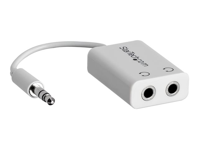 StarTech.com White Slim Mini Jack Headphone Splitter Cable Adapter - 3.5mm Audio Mini Stereo Y Splitter - 3.5mm Male to 2x 3.5mm Female (MUY1MFFADPW) - Headphones splitter - mini-phone stereo 3.5 mm female to mini-phone stereo 3.5 mm male - 15.23 cm - white