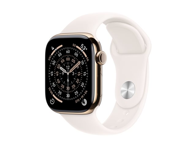 Apple Watch Series 11 GPS + Cellular 42mm Gold Titanium Case with Light Blush Sport Band - S/M