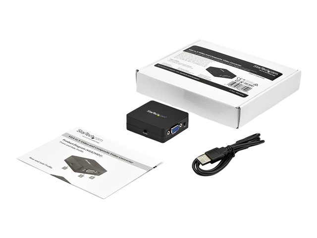 StarTech.com 1080p VGA to RCA and S-Video Converter - USB Powered - Adapter - VGA / S-Video / composite video - HD-15 (VGA) female to 4 pin mini-DIN, RCA female - black - active