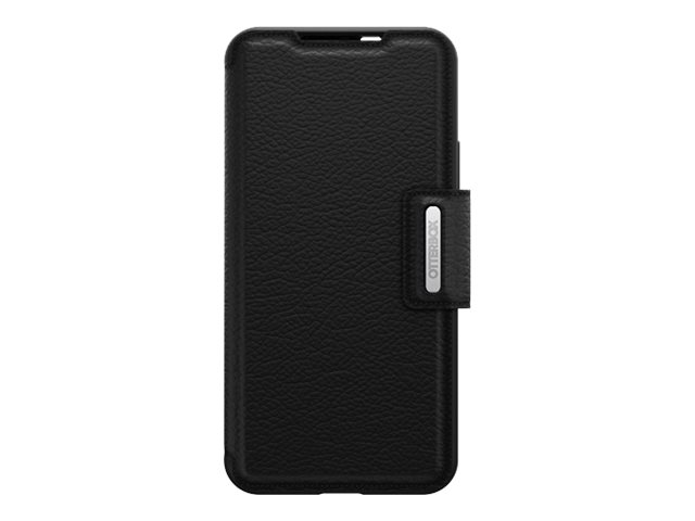 OtterBox Strada - Flip cover for mobile phone - genuine leather, polycarbonate - shadow black - for Samsung Galaxy S22+