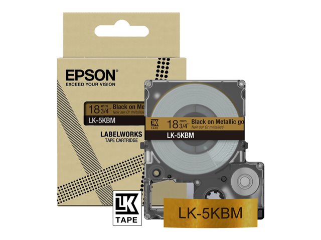 Epson LabelWorks LK-5KBM - Black on metallic gold - Roll (1.8 cm x 9 m) 1 cassette(s) hanging box - tape cartridge - for LabelWorks LW-C410, LW-C610
