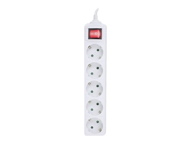 ACT - Stroomstrip - 230 Volt wisselstroom V - input: power CEE 7/7 - uitgangen: 5 (5 x voeding type F) - 1.5 m kabel - wit