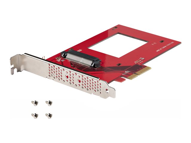 StarTech.com U.3 to PCIe Adapter Card, PCIe 4.0 x4 Adapter For 2.5\" U.3 NVMe SSDs, SFF-TA-1001 PCI Express Add-in Card for Desktops/Servers, TAA Compliant - OS Independent (PEX4SFF8639U3) - Interface adapter - 2.5\" - U.3 NVMe - PCIe 4.0 x4 - red - TA