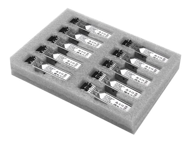 StarTech.com Cisco GLC-SX-MM Compatible SFP Module, 1000BASE-SX, 1GbE Multimode Fiber MMF Optic Transceiver, 1GE Gigabit Ethernet SFP, LC 550m, 850nm DDM, Cisco IE3200, IE3300, ME1200 - Lifetime Warranty (GLCSXMM10PST) - SFP (mini-GBIC) transceiver module (equivalent to: Cisco GLC-SX-MM) - 1GbE - 1000Base-SX - LC multi-mode - up to 550 m - 850 nm (pack of 10)