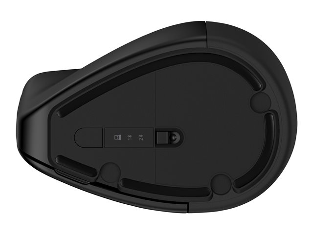 HP 925 - Vertical mouse - ergonomic - 6 buttons - wireless - Bluetooth 5.3, 2.4 GHz - USB wireless receiver - black - 100% paper-based packaging
