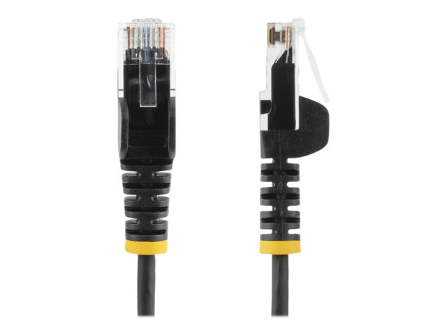 StarTech.com 2m Slim LSZH CAT6 Ethernet Cable, 10 Gigabit Snagless RJ45 100W PoE Patch Cord, CAT 6 10GbE UTP Network Cable w/Strain Relief, Black, Fluke Tested/ETL, Low Smoke Zero Halogen - Category 6 - 28AWG (N6PAT200CMBKS) - Patch cable - RJ-45 (M) to RJ-45 (M) - 2 m - CAT 6 - snagless - black