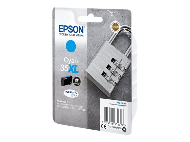 Epson 35XL - 20.3 ml - XL - cyan - original - blister - ink cartridge - for WorkForce Pro WF-4720, WF-4720DWF, WF-4725DWF, WF-4730, WF-4730DTWF, WF-4740, WF-4740DTWF