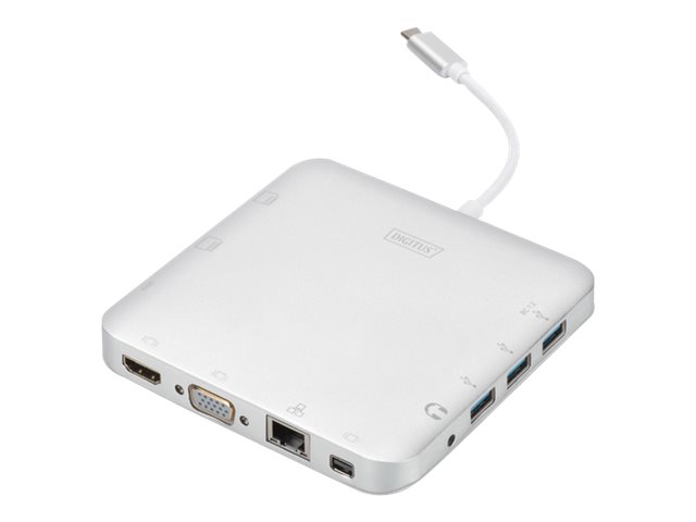 DIGITUS UNIVERSAL DOCK STATION USB-C 3.1 VGA SD HDMI SILVER