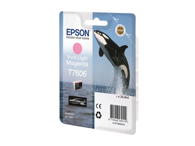 Epson T7606 - 25.9 ml - vivid light magenta - original - blister - ink cartridge - for SureColor SC-P600