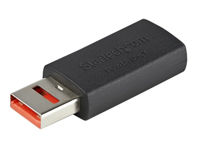 StarTech.com Secure Charging USB Data Blocker Adapter, Male to Female USB-A Charge-Only Adapter, No-Data Charge/Power-Only Adapter for Phone/Tablet, Data Blocking USB Protector Adapter - 5V, 2.4A (12 W) Max (USBSCHAAMF) - USB charge adapter - USB (power only) (F) to USB (power only) (M) - 5 V - 2.4 A - passive - black