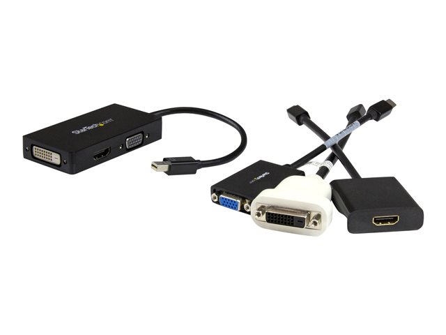 StarTech.com 3 in 1 Mini DisplayPort Adapter - 1080p - Mini DP / Thunderbolt to HDMI / VGA / DVI Splitter for Your Monitor (MDP2VGDVHD) - Adapter - Mini DisplayPort male to HD-15 (VGA), DVI-D, HDMI female - 27 cm - black - active, 1920 x 1200 (WUXGA) support - for P/N: DKT31CMDPHPD