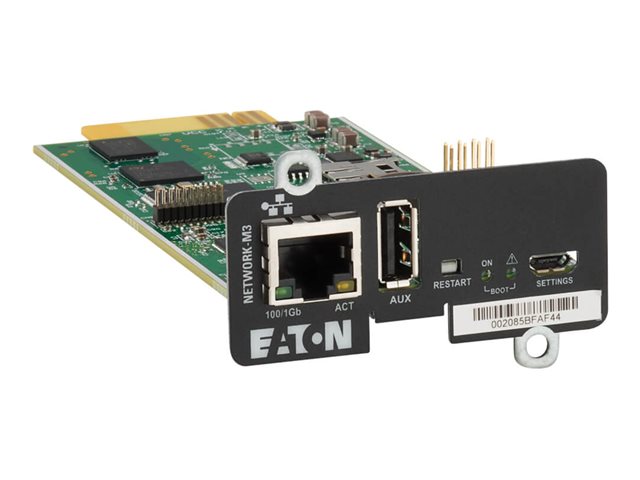 Eaton Cybersecure Gigabit NETWORK-M3 Card for UPS and PDU - Remote management adapter - Gigabit Ethernet x 1 - for P/N: 9PX1500GRT-L, 9PX1500RT-L, 9PX2000RT-L, 9PX2200GRT-L, 9PX3000GRT-L, 9PX3000RT-L