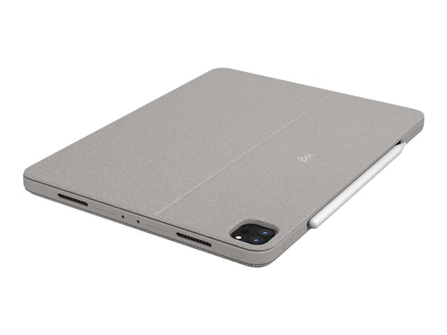 Logitech Combo Touch - Keyboard and folio case - with trackpad - backlit - Apple Smart connector - AZERTY - French - sand - for Apple 12.9-inch iPad Pro (5th generation)