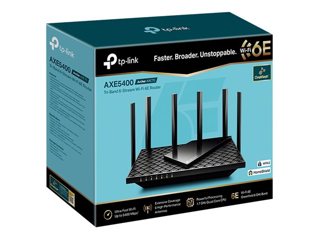 TP-Link Archer AXE75 V1 - Wireless router 4-port switch - 1GbE - Wi-Fi 6E - Multi-Band