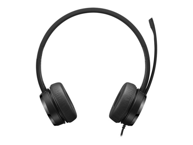 Lenovo - Headset - on-ear - wired - USB-A - black - CRU - for ThinkCentre M60q Chromebox, M70t Gen 3, ThinkCentre neo 70, ThinkPad E14 Gen 3
