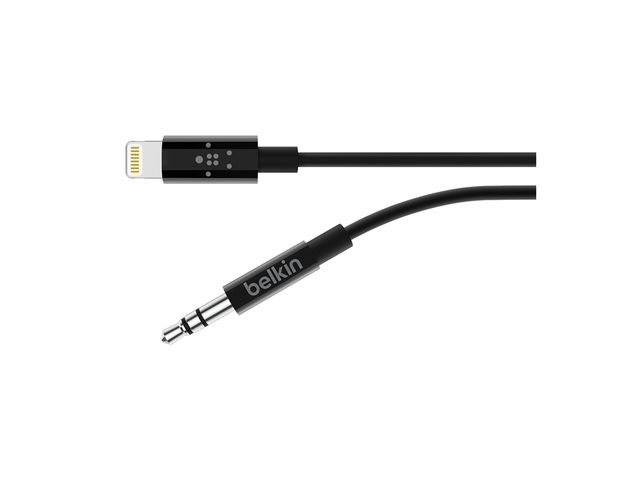Belkin - Lightning to headphone jack cable - Lightning male to mini-phone stereo 3.5 mm male - 91.4 cm - black