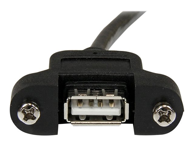 StarTech.com 3 ft Panel Mount USB Cable A to A F/M - Panel Mount USB Extension USB A-Female to A-Male Adapter Cable 3ft - USB-A (F) Port (USBPNLAFAM3) - USB extension cable - USB (F) to USB (M) - USB 2.0 - 91.4 cm - black - for P/N: UUSBOTG