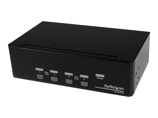 StarTech.com 4-Port Dual KVM Switch with Audio for DVI Computers - Built-in USB Hub (SV431DD2DUA) - KVM / audio / USB switch - 4 x KVM / audio / USB - 1 local user - desktop - for P/N: IM12D1500P, SV431RACK, SVA12M2NEUA, SVA12M5NA, USBDVI4N1A10, USBDVI4N1A6