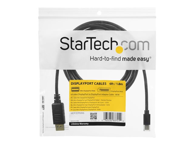 StarTech.com 10ft Mini DisplayPort to DisplayPort Cable - M/M - mDP to DP 1.2 Adapter Cable - Thunderbolt to DP w/ HBR2 Support (MDP2DPMM10) - DisplayPort cable - Mini DisplayPort (M) to DisplayPort (M) - 3 m - for P/N: CDP2MDPEC, CDP2MDPFC, CDPVDHDMDP2G, CDPVDHDMDPRG, CDPVDHDMDPSG, CDPVDHMDPDP