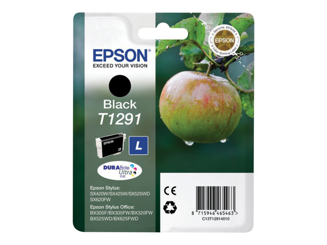 Epson T1291 - 11.2 ml - L size - black - original - blister - ink cartridge - for Stylus SX230, SX235, SX430, SX438, WorkForce WF-3010, 3520, 3530, 3540, 7015, 7515, 7525