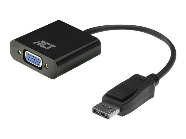 ACT - Videoadapter - DisplayPort (M) vergrendeling naar HD-15 (VGA) (V) - DisplayPort 1.1 - 15 cm - gevormd, 1920 x 1080 bij 60 Hz-ondersteuning - zwart