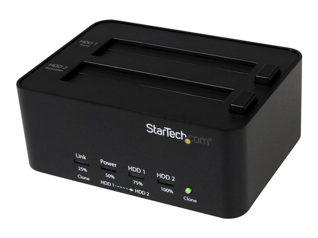StarTech.com Dual Bay Hard Drive Duplicator and Eraser, Standalone HDDSSD ClonerCopier, USB 3.0 to SATA Docking Station, Hard Disk Duplicator and Sanitizer Dock - ToollessTop-Loading Design - Hard drive duplicator - 2 bays (SATA-300) - for P/N: SVA12M5NA