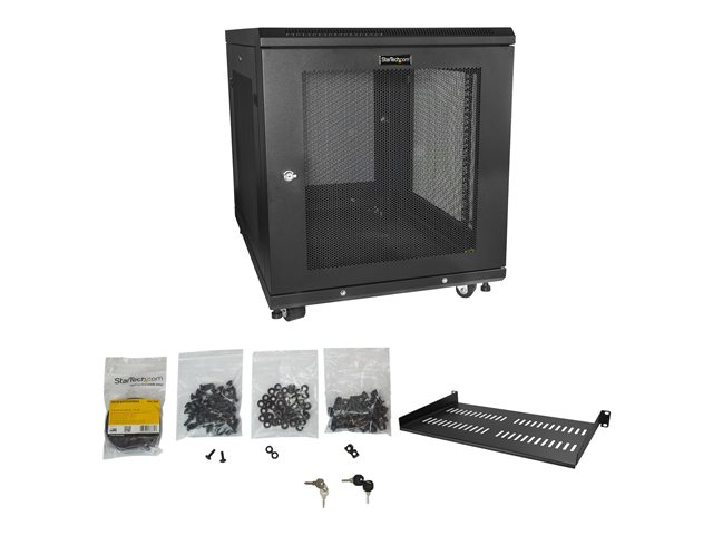 StarTech.com 12U Server Rack Cabinet, 4-Post Adjustable Depth (2\" to 30\")Network Equipment Rack Enclosure w/Casters/Cable Management/Shelf/Locking, Dell PowerEdge, HP ProLiant, ThinkServer - 12U Rack Cabinet (RK1233BKM) - Rack cabinet - black - 12U - 31\"