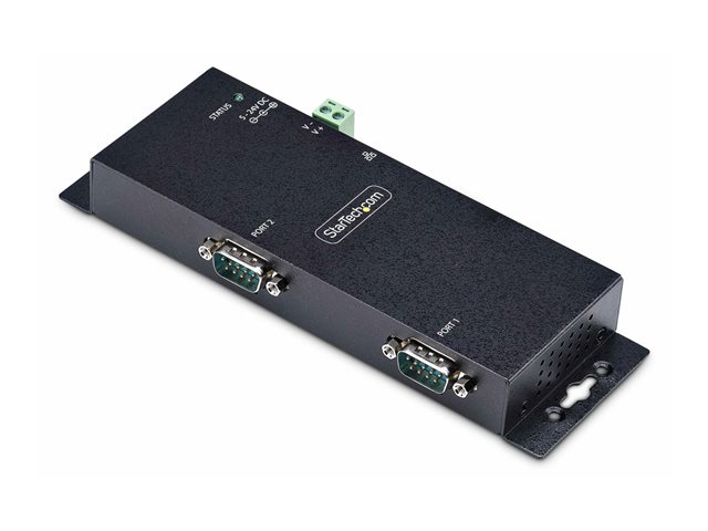 StarTech.com 2P Serial to Ethernet Adapter, IP LAN to RS232 DB9 Converter - Device server - 2 ports - 100Mb LAN, RS-232 - wall / DIN rail mountable - TAA Compliant