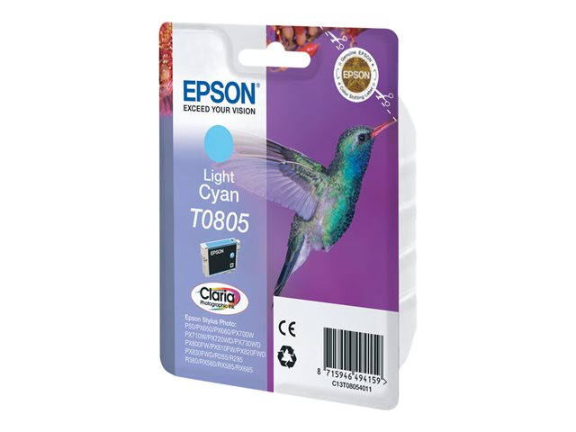 Epson T0805 - Light cyan - original - blister with RF/acoustic alarm - ink cartridge - for Stylus Photo P50, PX650, PX660, PX700, PX710, PX720, PX730, PX800, PX810, PX820, PX830