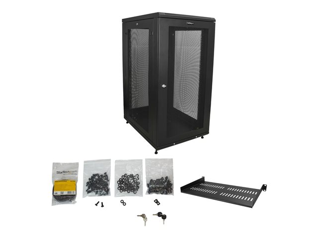 StarTech.com 24U Server Rack Cabinet, 4-Post Adjustable Depth (2\" to 30\") Network Equipment Rack Enclosure w/Casters/Cable Management/Shelf/Locking Dell PowerEdge, HP ProLiant ThinkServer - 24U Rack Cabinet (RK2433BKM) - Rack cabinet - 24U - 31\"