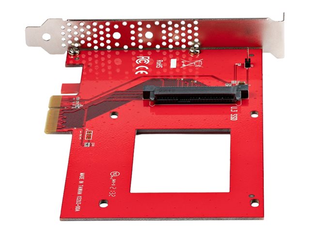 StarTech.com U.3 to PCIe Adapter Card, PCIe 4.0 x4 Adapter For 2.5\" U.3 NVMe SSDs, SFF-TA-1001 PCI Express Add-in Card for Desktops/Servers, TAA Compliant - OS Independent (PEX4SFF8639U3) - Interface adapter - 2.5\" - U.3 NVMe - PCIe 4.0 x4 - red - TA