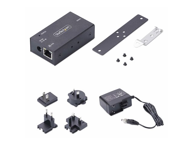 StarTech.com Serial to Ethernet Adapter, IP LAN to RS232 DB9 Converter - Device server - PoE - 100Mb LAN, RS-232 - wall / DIN rail mountable - TAA Compliant