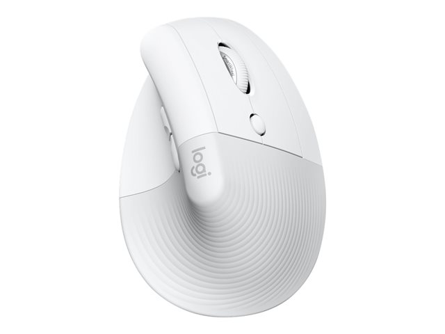 Logitech Lift for Mac - Vertical mouse - ergonomic - optical - 6 buttons - wireless - Bluetooth - Logitech Logi Bolt USB receiver - off-white - for Apple MacBook